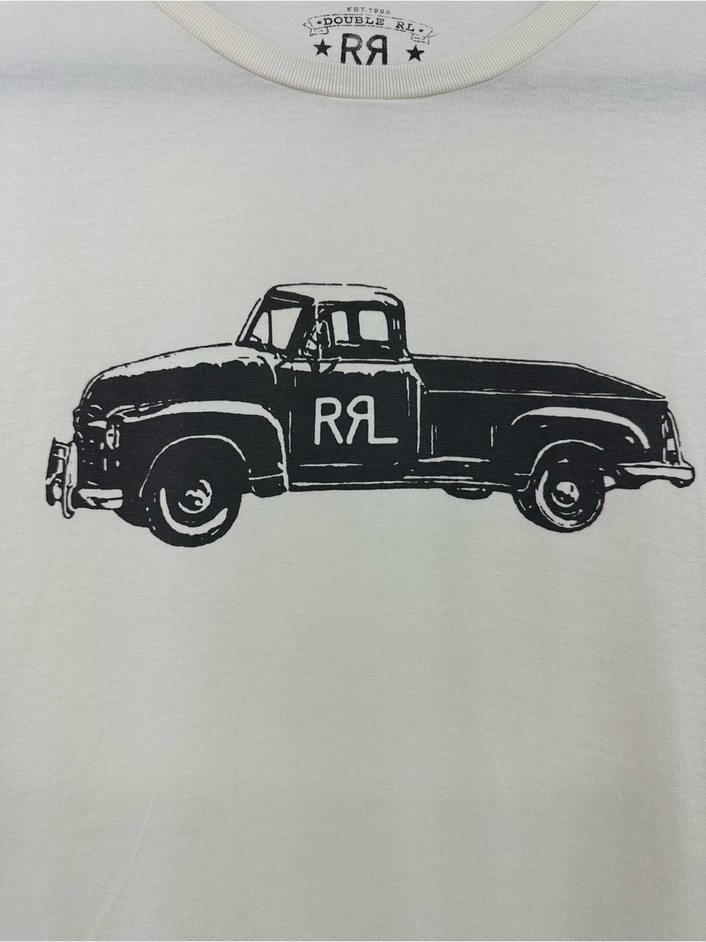 RRL Double RL Ralph Lauren Cream Short-Sleeve Tee with Black Truck Graphic - Picture 4 of 10